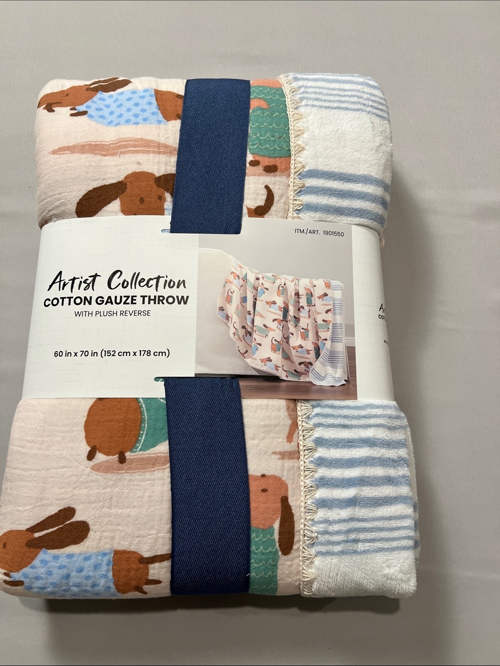 Berkshire Artist Collection Cotton Gauze Throw - Pink & Blue